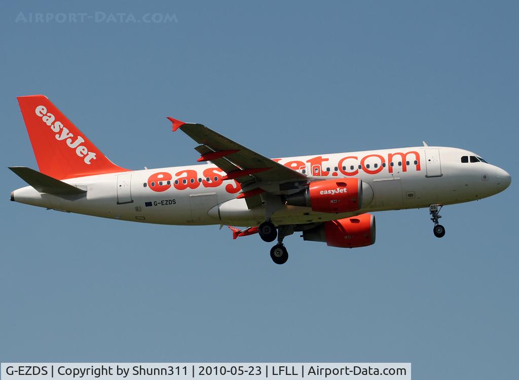 G-EZDS, 2008 Airbus A319-111 C/N 3702, Landing rwy 36R