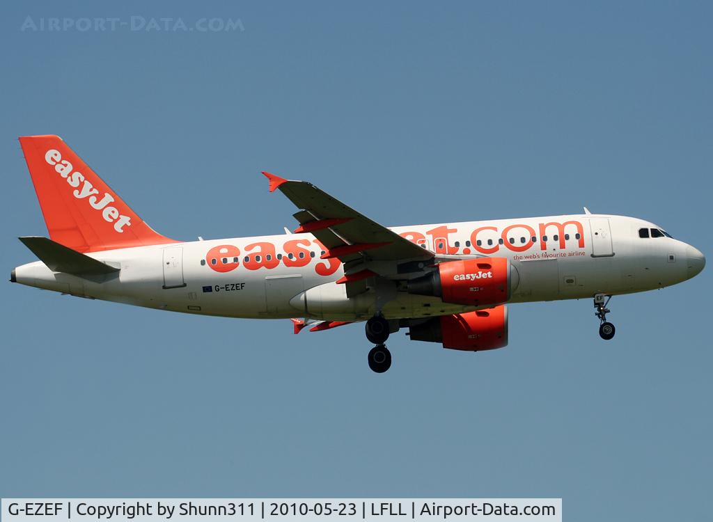G-EZEF, 2004 Airbus A319-111 C/N 2176, Landing rwy 36R