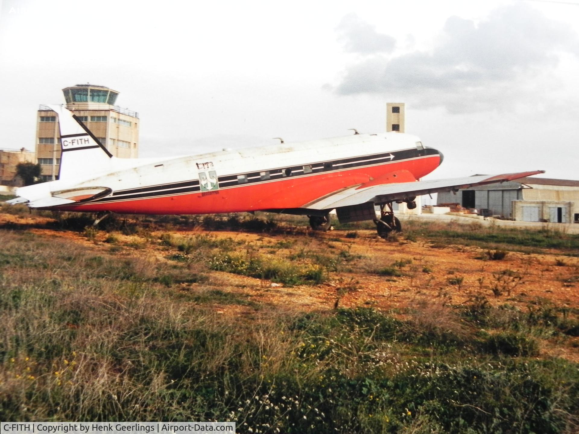C-FITH, 1944 Douglas C-47A Skytrain C/N 20228, Ex Terra Surveys - Geoterrex.

Hall Far Airport , Malta

Scan from photo taken in nov. 1987