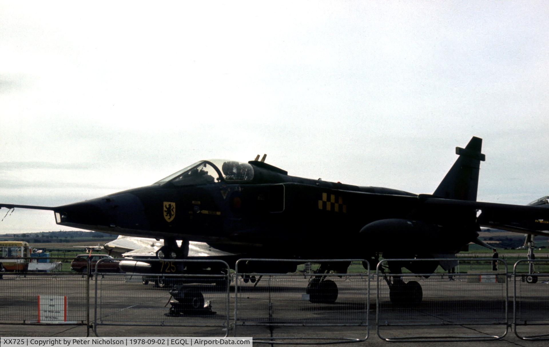XX725, 1974 Sepecat Jaguar GR.1 C/N S.22, Jaguar GR.1 of 54 Squadron at RAF Coltishall in the static display at the 1978 RAF Leuchars Airshow.