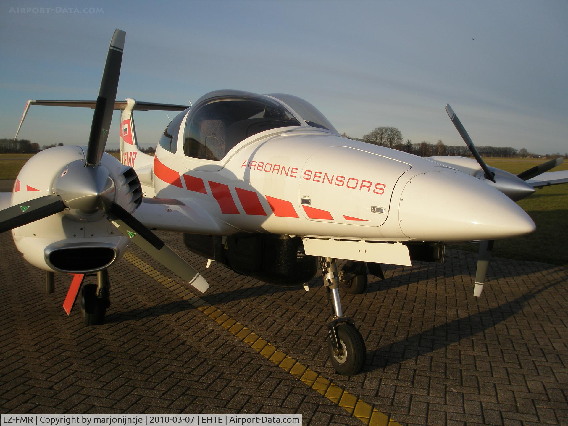 LZ-FMR, Diamond DA-42MPP Twin Star C/N 42.293, Previously OE-FMR. Aircraft is used for suveillance.