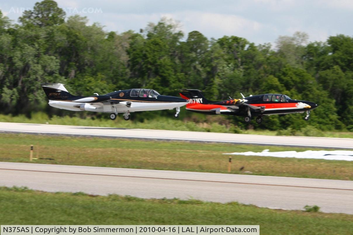 N375AS, 1959 Morane-Saulnier MS.760 Paris C/N 44, Departing Sun N Fun 2010 with N87NY.