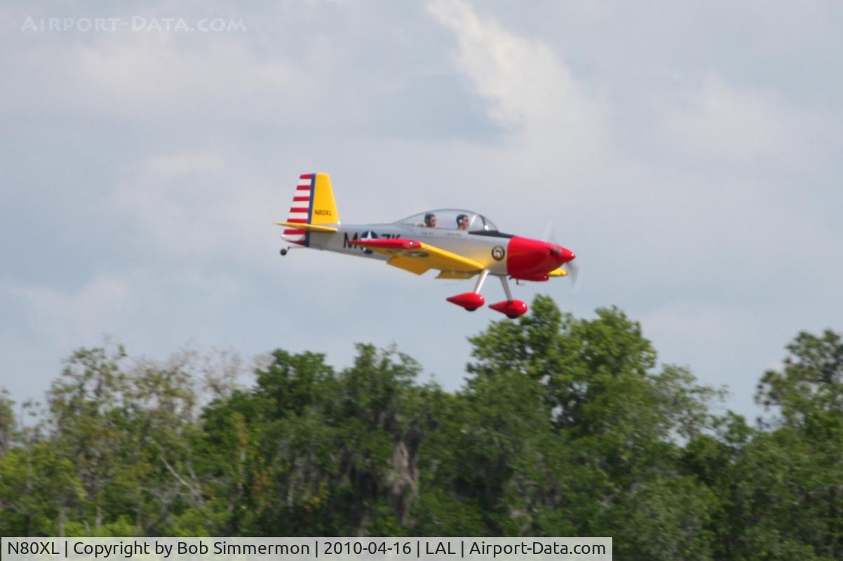 N80XL, 2008 Vans RV-8 C/N 82688, Arriving at Lakeland, Florida during Sun N Fun 2010.