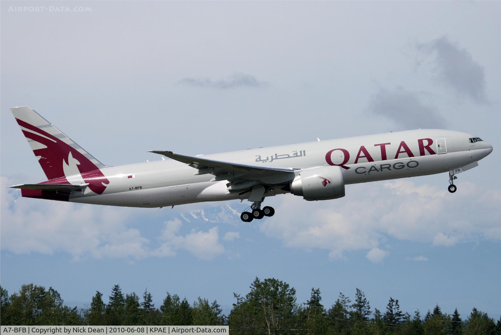 A7-BFB, 2010 Boeing 777-FDZ C/N 36100, KPAE Boeing 112 departing 34L for a 41 minute KPAE-KPAE test flight