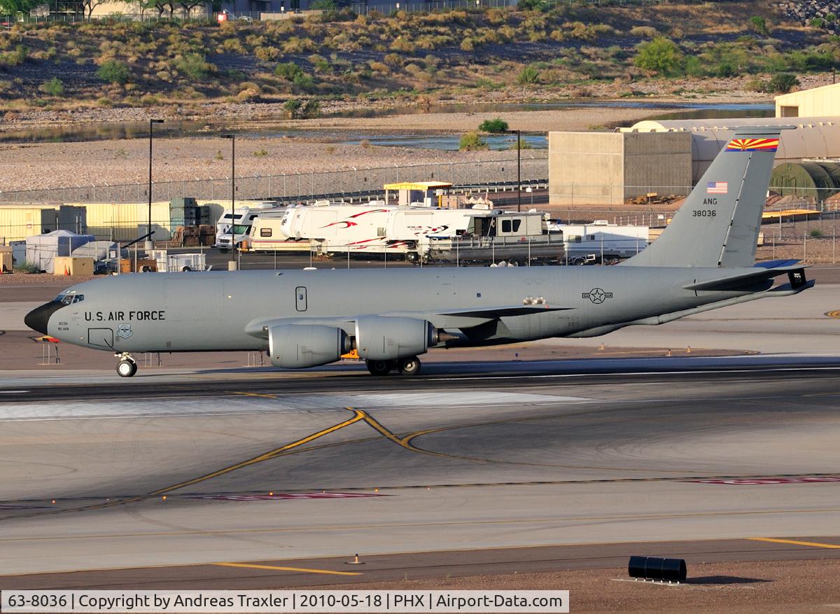63-8036, 1963 Boeing KC-135R Stratotanker C/N 18653, on taxi to stand on PHX