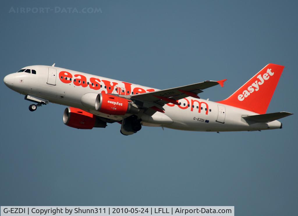 G-EZDI, 2008 Airbus A319-111 C/N 3537, Taking off rwy 18R