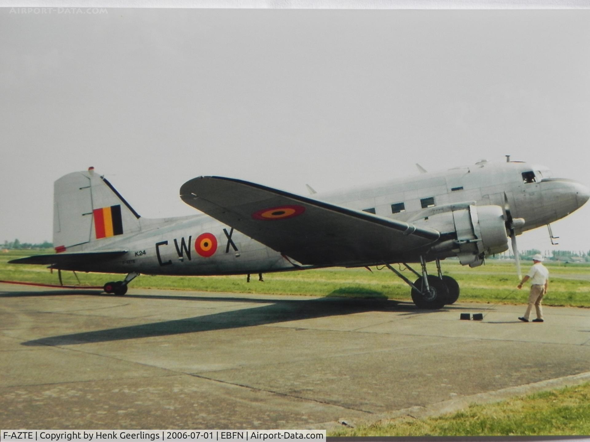 F-AZTE, 1943 Douglas C-47A-1-DL  Skytrain C/N 9172, Openday Belgian AF at Koksijde Airbase

cs Belgian AF

Scan taken from photo taken in Jul2006