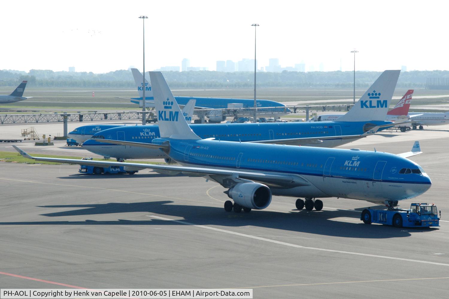 PH-AOL, 2008 Airbus A330-203 C/N 900, KLM A330 being towed across Schiphol airport.