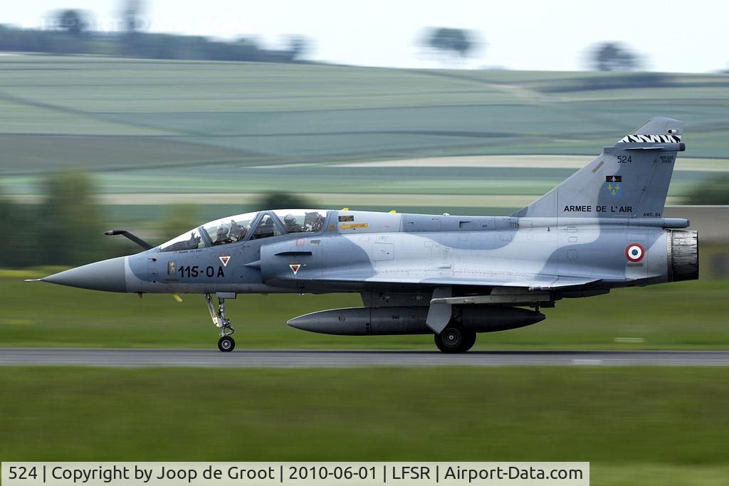 524, Dassault Mirage 2000B C/N 390, Orange Mirage during a short stay ot Reims. It did perform a mixed mission with a Mirage F-1.