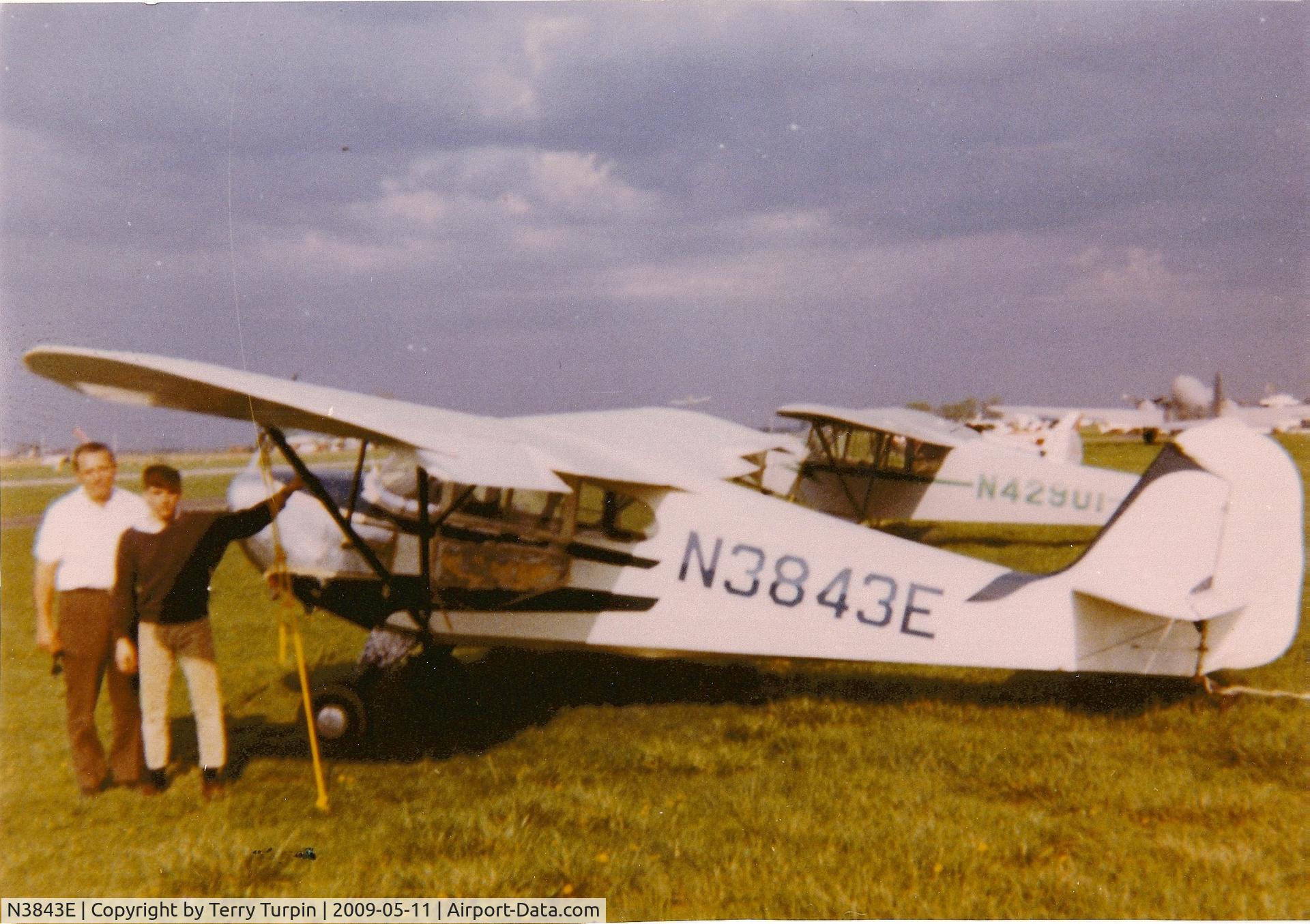 N3843E, 1947 Aeronca 11AC Chief C/N 11AC-S-51, Photo taken spring, 1967 at St. charles airport near St. Louis, MO. My father Ralph Turpin had just purchased N3843E for $1,000. for me and my 2 brothers to fly. I was a 17 year old junior in high school at the time earning my Private Pilot license shortl
