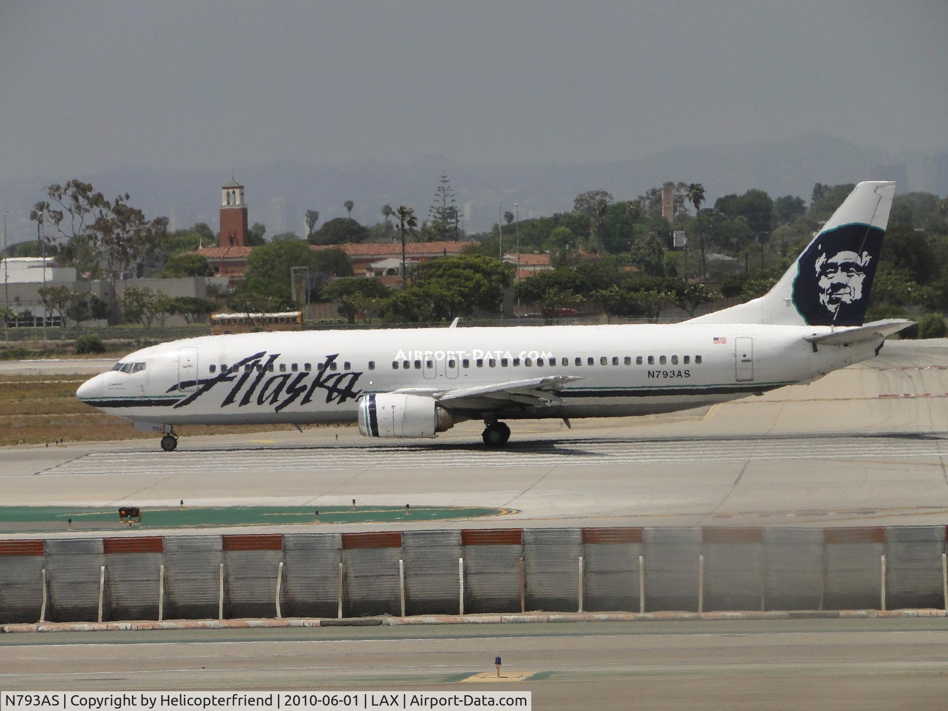 N793AS, 1998 Boeing 737-490 C/N 28888, Awaiting confirmation to take off on runway 24L