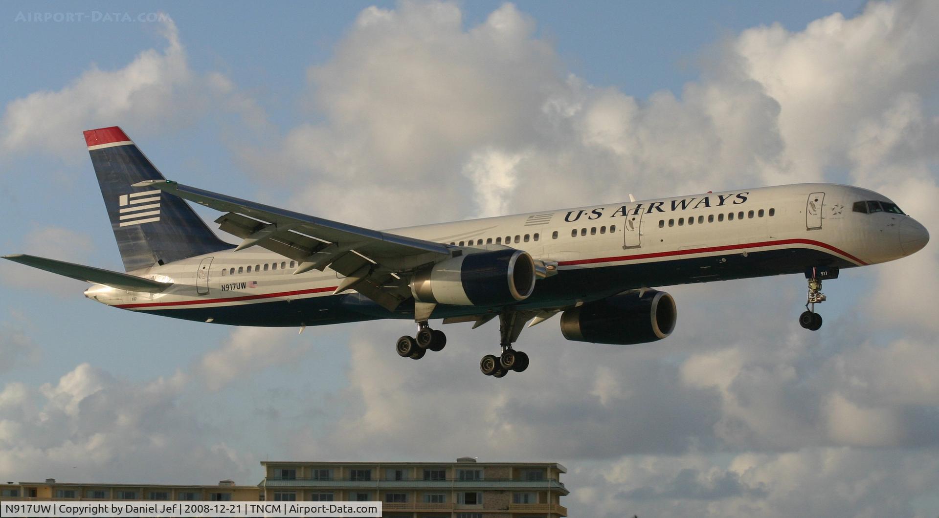 N917UW, 1982 Boeing 757-225 C/N 22193, N917UW US Air landing at TNCM