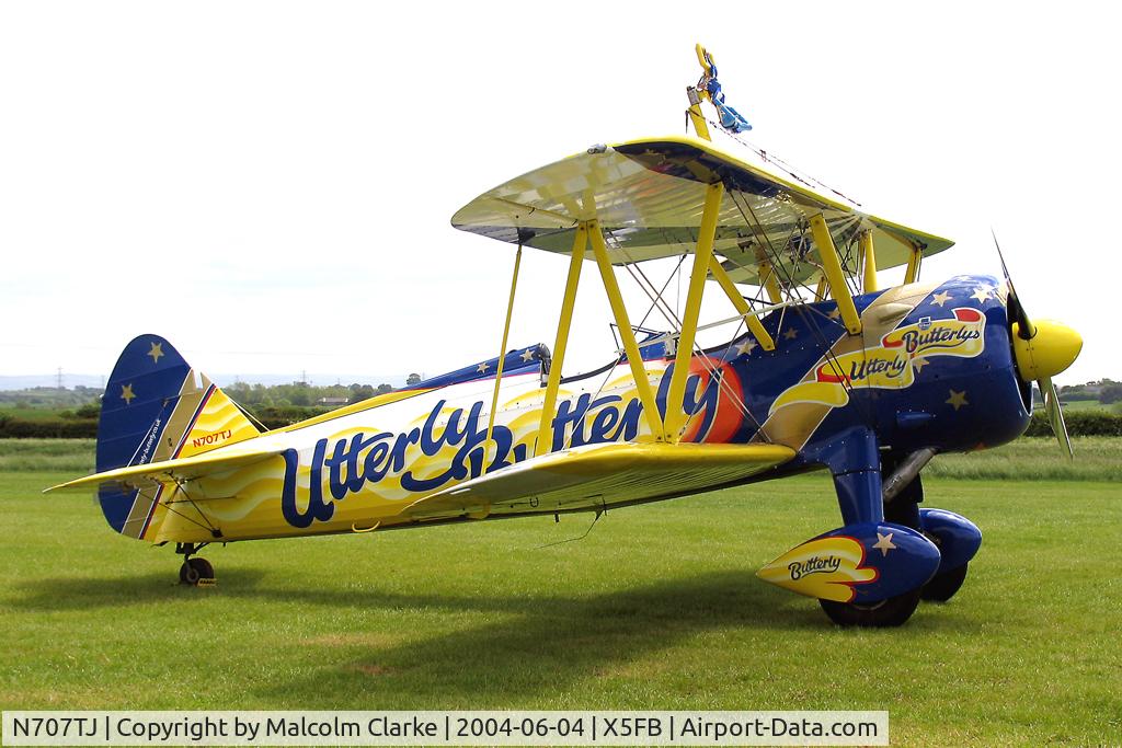 N707TJ, 1943 Boeing A75N1(PT17) C/N 75-950, Boeing Stearman A75N1 on a refuelling stop at Fishburn Airfield en route to an air show in Scotland in 2004.