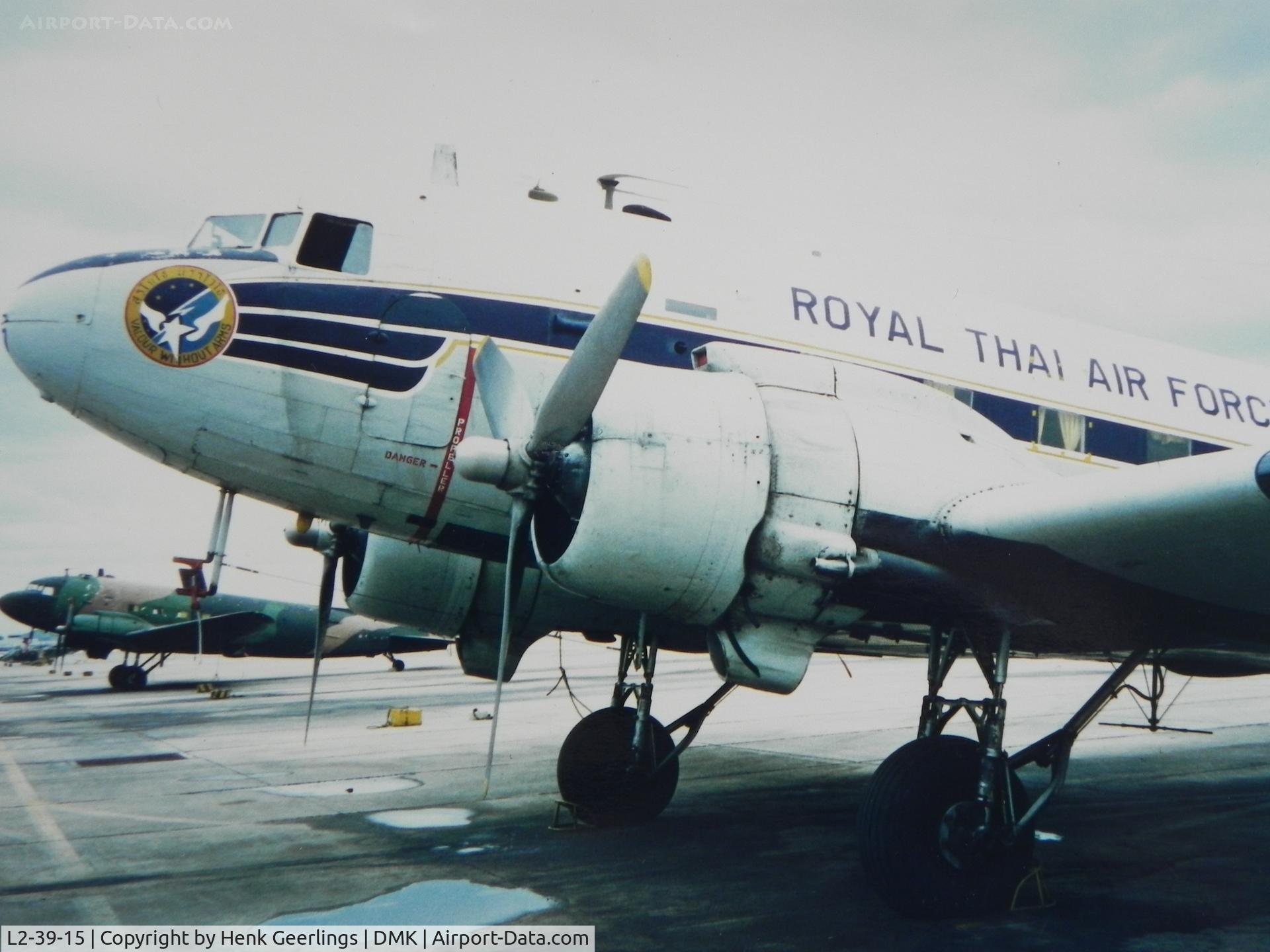 L2-39-15, 1942 Douglas C-47A Skytrain C/N 19010, Royal Thai AF,  Don Muang Airport. Wing 6 Sqn 603Scan from photo taken in Jul 1982