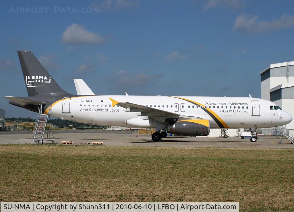 SU-NMA, 2002 Airbus A320-232 C/N 1697, New Egyptian airline... parked at the Air France maintenance area and to be delivered soon. First aircraft in the fleet. Ex. BMI aircraft.