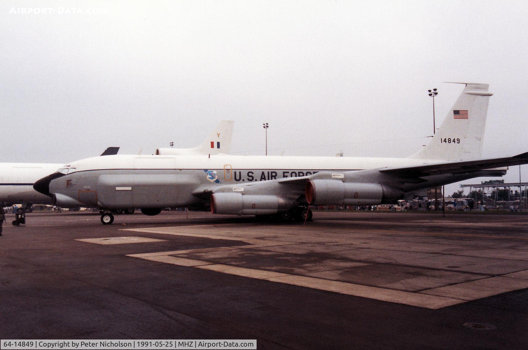 64-14849, 1964 Boeing RC-135U Combat Sent C/N 18789, Combat Sent intelligence version of the Stratotanker of 55th Strategic Reconnaissance Wing at Offutt AFB on display at the 1991 Mildenhall Air Fete.