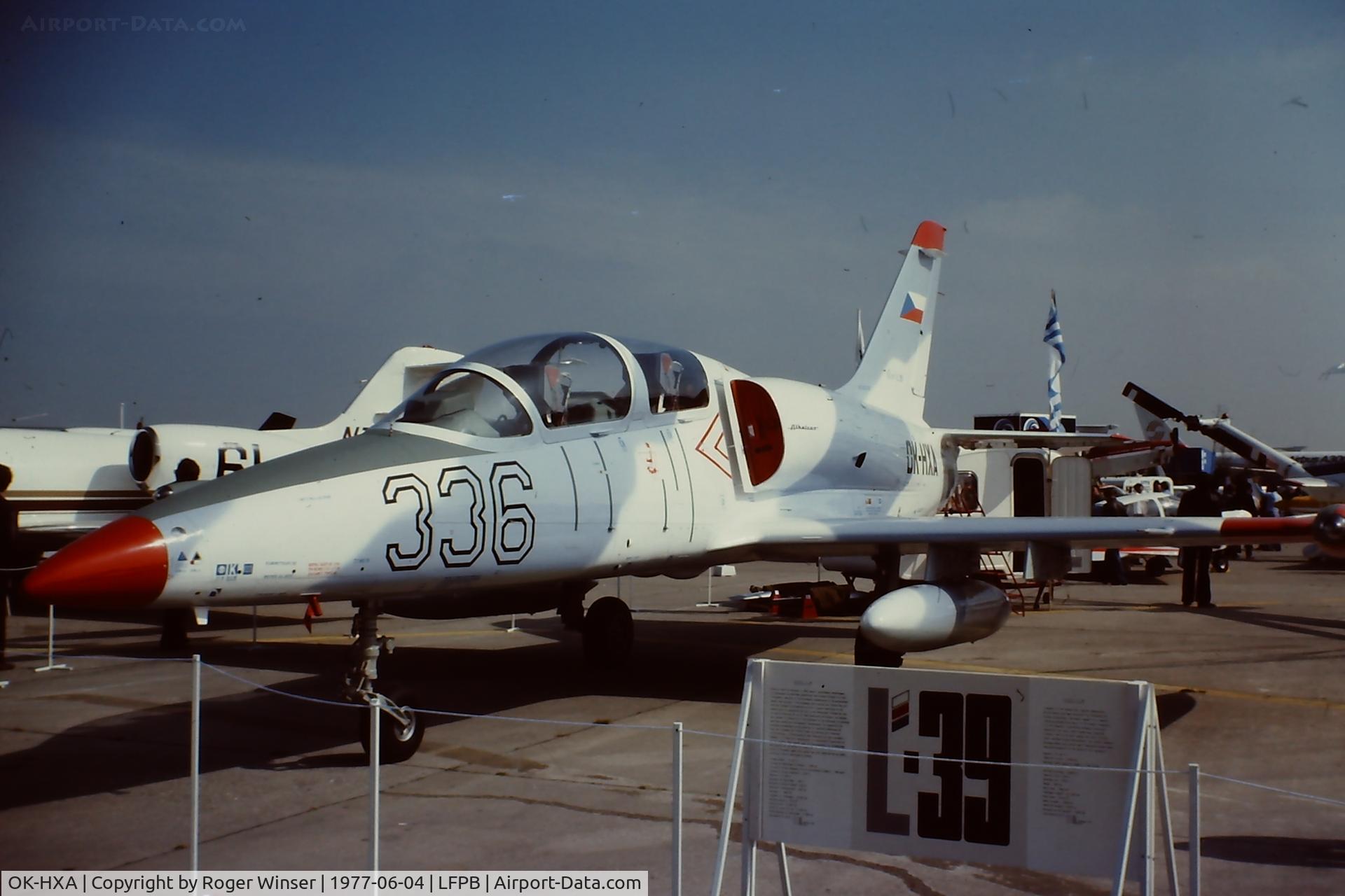 OK-HXA, 1968 Aero L-39 Albatros C/N Not found OK-HXA, A prototype L-39 Albatros show #336 at the Paris Air Show. Le Bourget 1977.