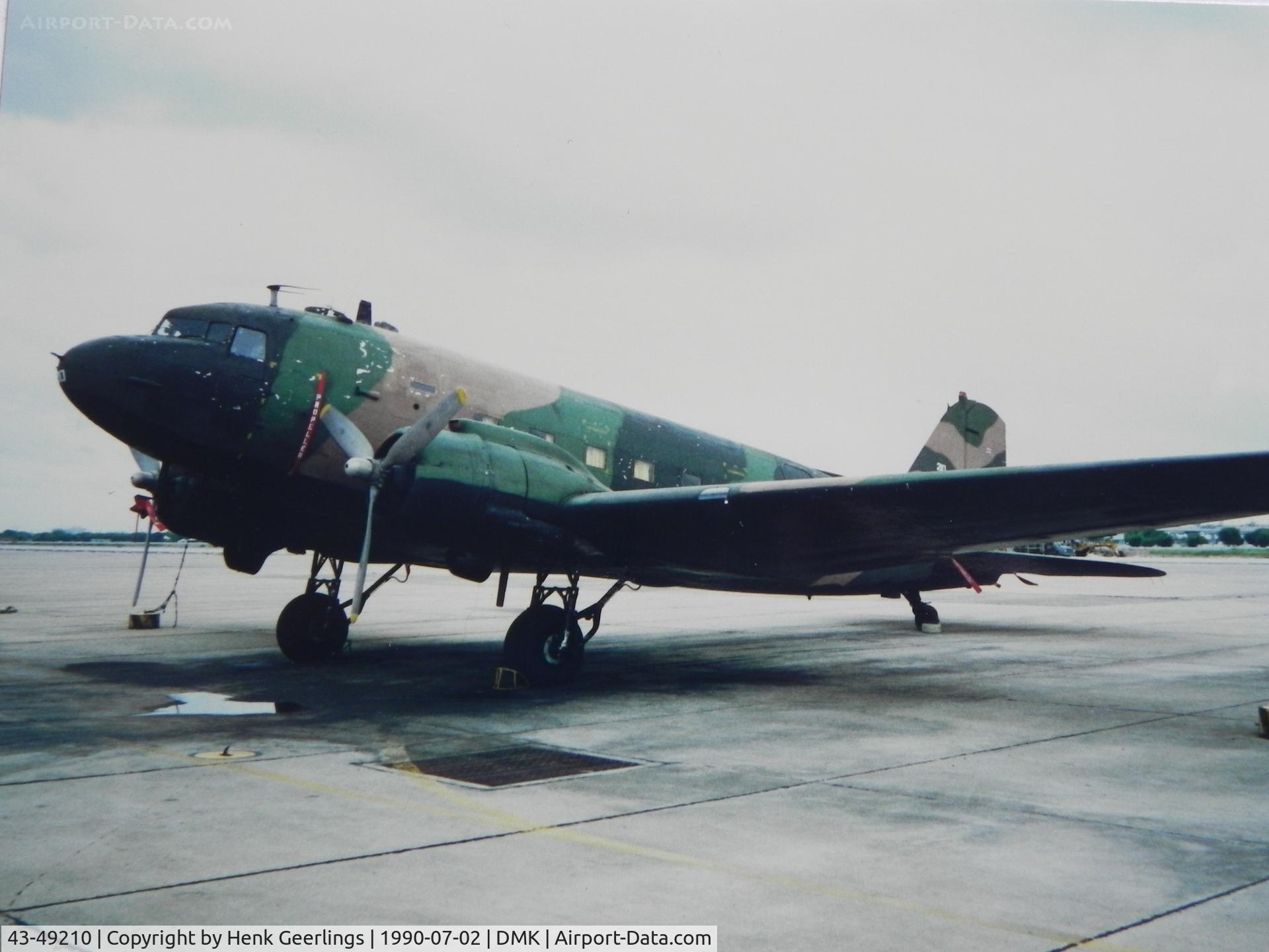 43-49210, Douglas C-47B Skytrain C/N 26471, Royal Thai AF, Don Muang Airport. Wing 6 Sqn 603 Scan from photo taken in Jul 1990