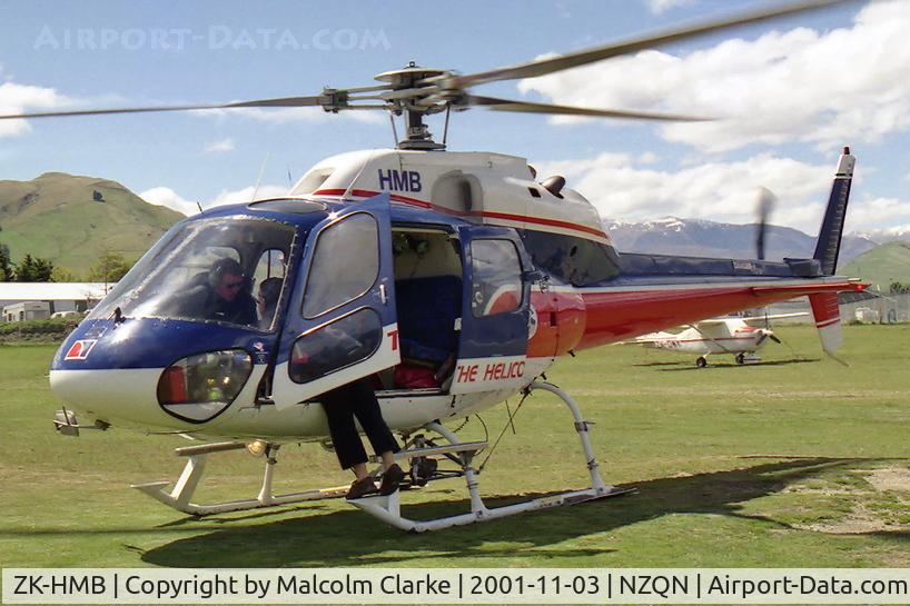 ZK-HMB, Aerospatiale AS-355F-1 Ecureuil 2 C/N 5016, Aerospatiale AS-355F-1 Ecureuil 2 at Queenstown Airport, NZ in 2001.