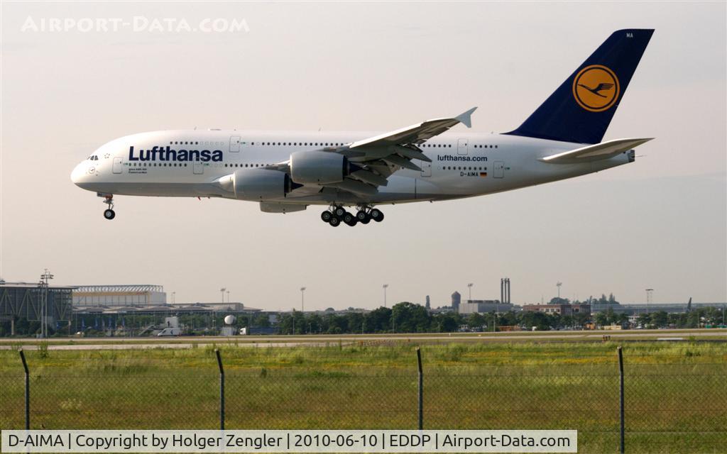 D-AIMA, 2010 Airbus A380-841 C/N 038, She is back in sunshine!!! Lufthansa´s first A380 is coming again to LEJ.