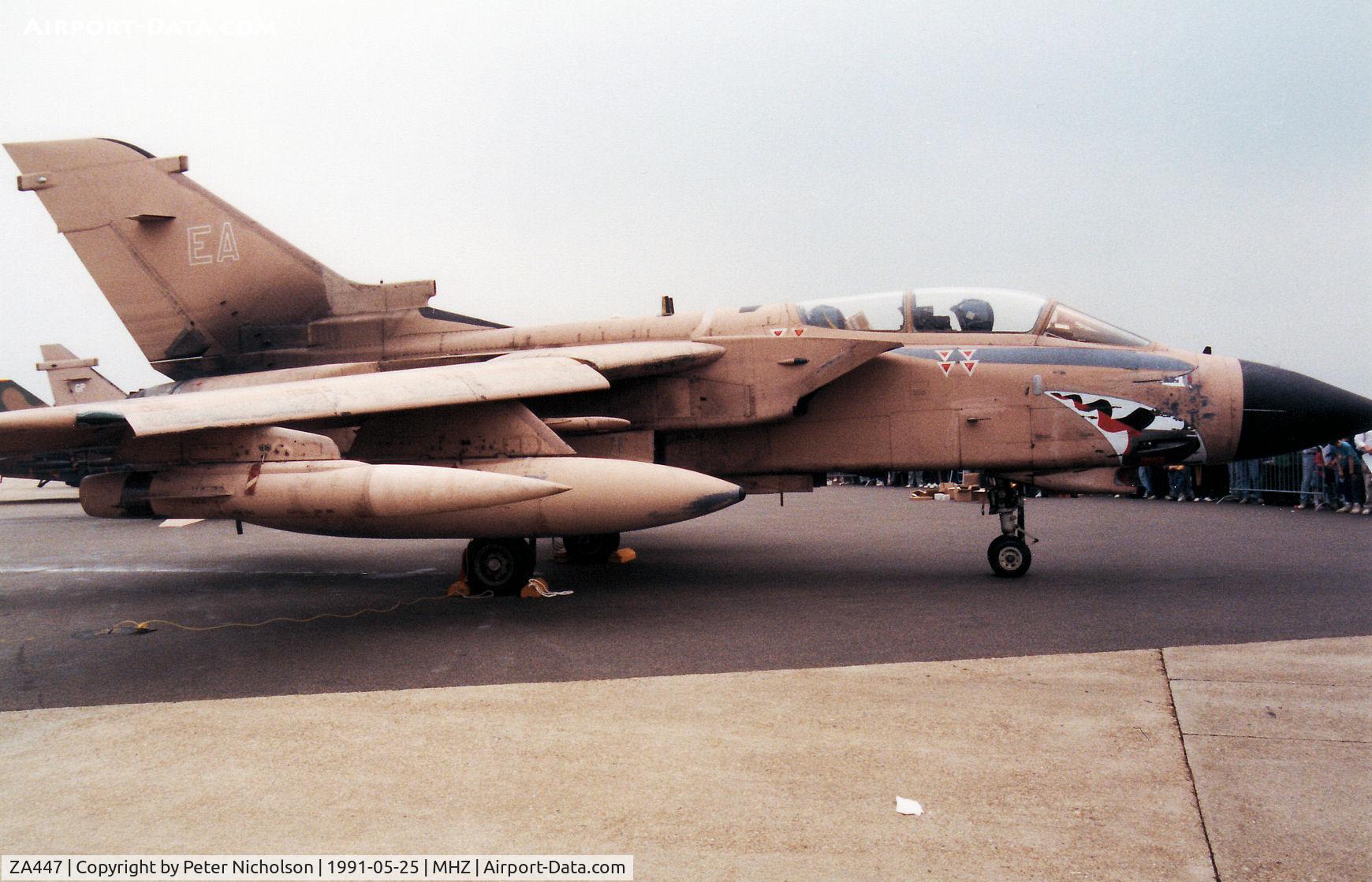 ZA447, 1983 Panavia Tornado GR.1 C/N 235/BS077/3113, Tornado GR.1 of 15 Squadron named Mig Killer in Desert Storm colour scheme on display at the 1991 Mildenhall Air Fete.