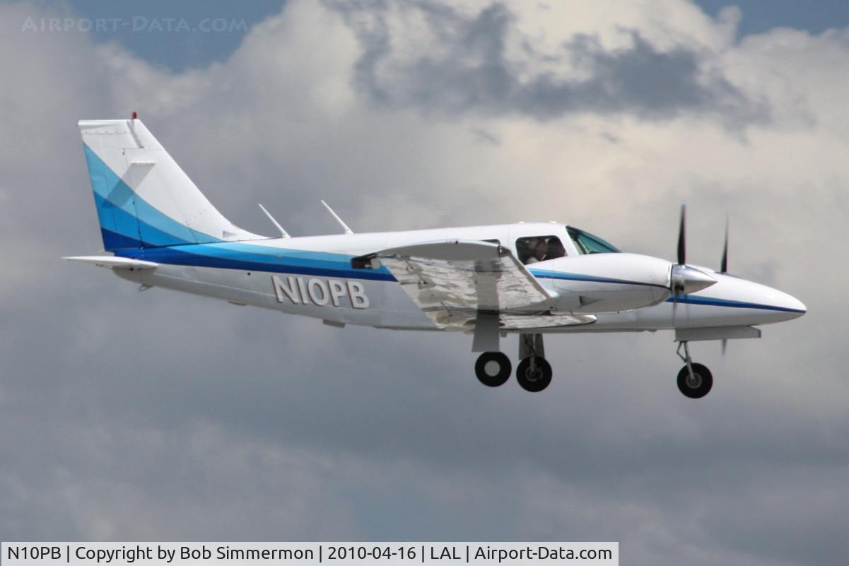 N10PB, 1974 Piper PA-34-200T Seneca II C/N 34-7570031, Arriving at Lakeland, Florida during Sun N Fun 2010.