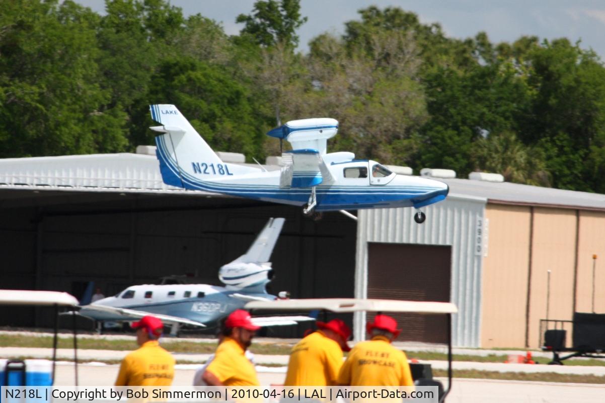 N218L, Aerofab Inc Lake LA-250 C/N 68, Arriving at Lakeland, Florida during Sun N Fun 2010.