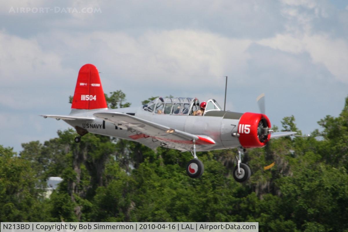 N213BD, 1941 Consolidated Vultee BT-13A C/N 2514, Arriving at Lakeland, Florida during Sun N Fun 2010.