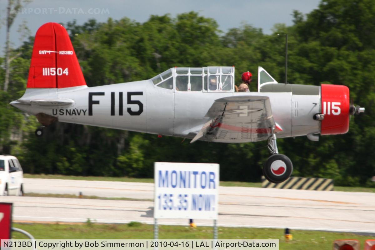 N213BD, 1941 Consolidated Vultee BT-13A C/N 2514, Arriving at Lakeland, Florida during Sun N Fun 2010.