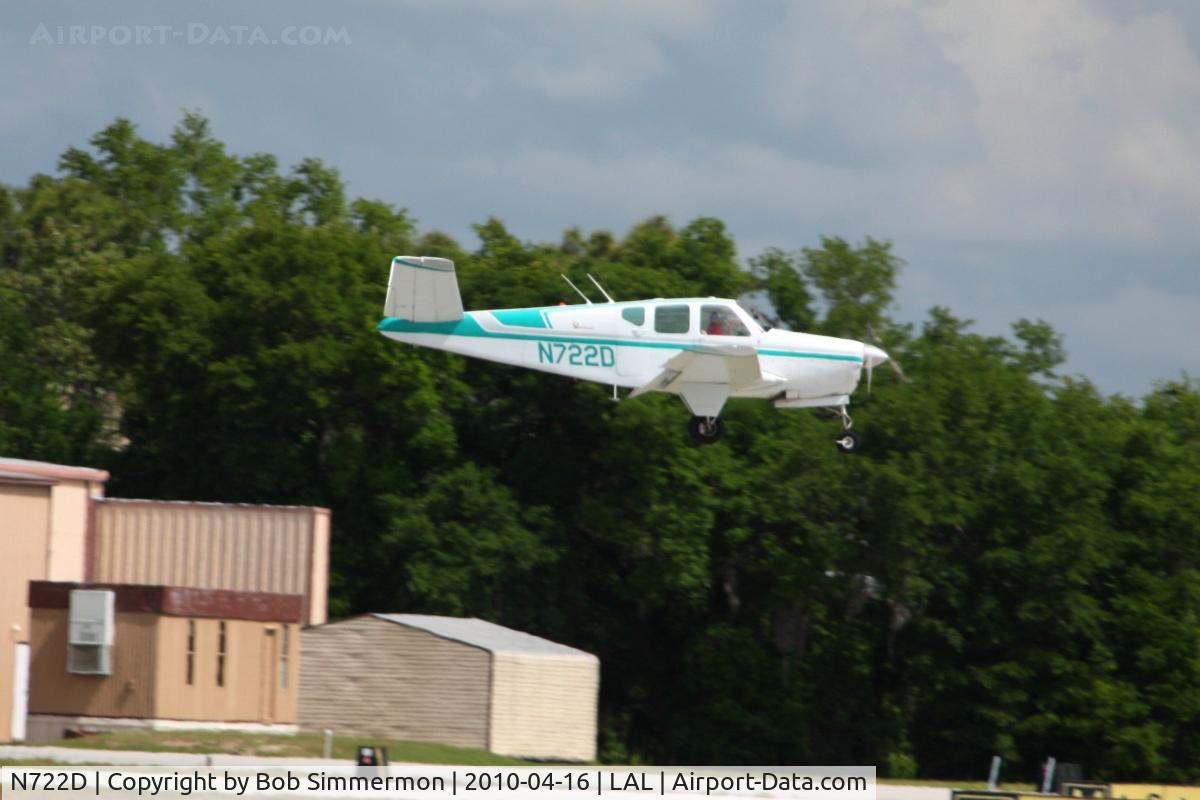 N722D, 1951 Beech C35 Bonanza C/N D-2993, Arriving at Lakeland, Florida during Sun N Fun 2010.