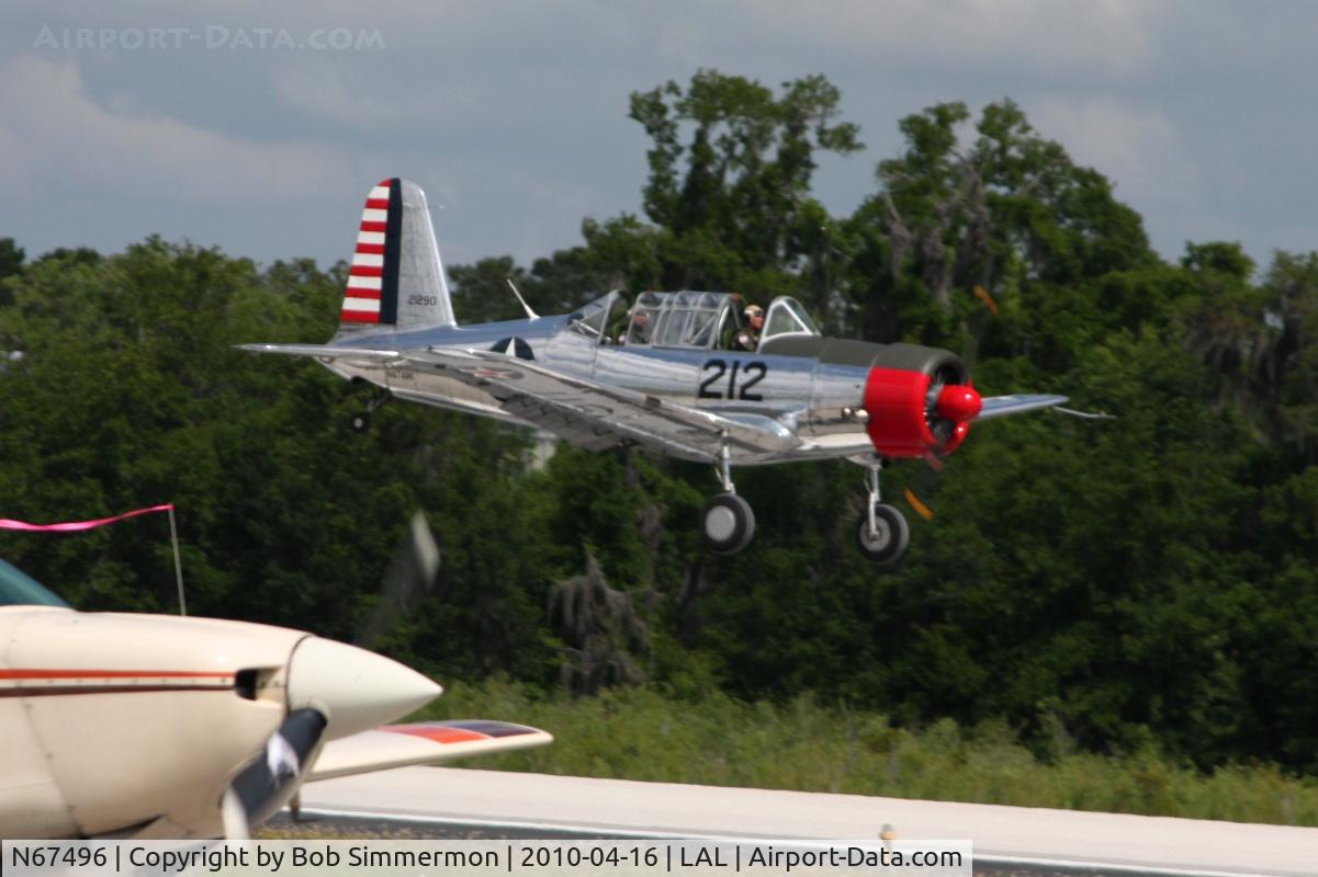 N67496, 1942 Consolidated Vultee BT-13A C/N 8042, Arriving at Lakeland, Florida during Sun N Fun 2010.