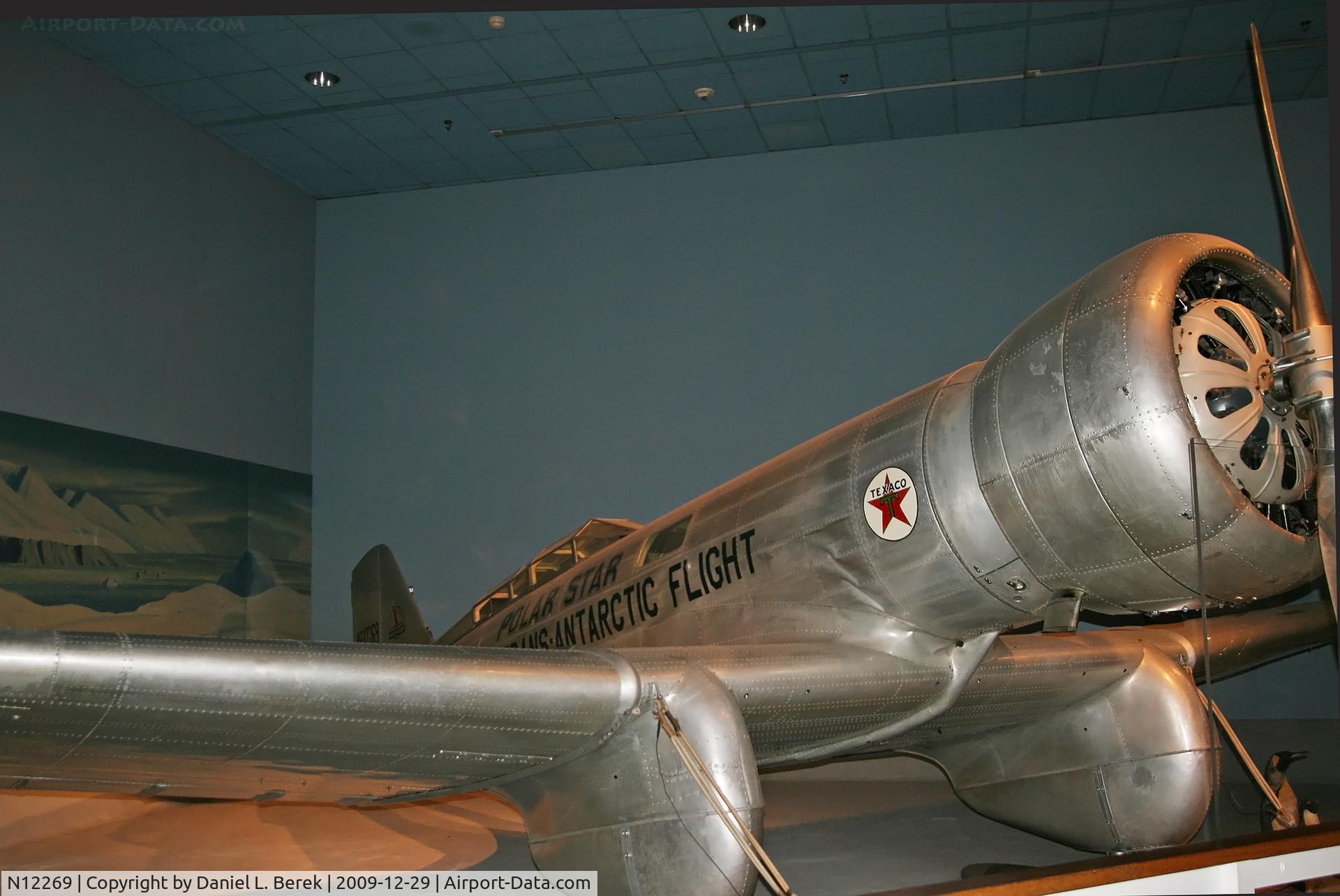 N12269, 1935 Northrop Gamma C/N 2, With this aircraft, Lincoln Ellsworth set out to reach the South Pole.  He later donated the airplane to the Smithsonian Air & Space Museum.