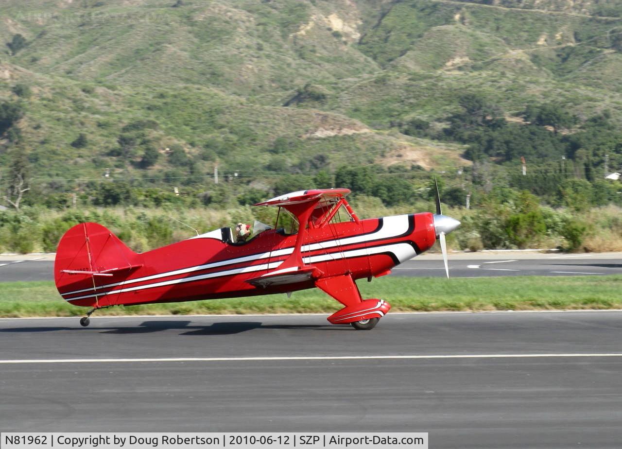 N81962, 1990 Steen Skybolt C/N 1 (N81962), 1990 Shull STEEN SKYBOLT, Lycoming O&VO-360 180 Hp, landing roll Rwy 22, arriving from SBP