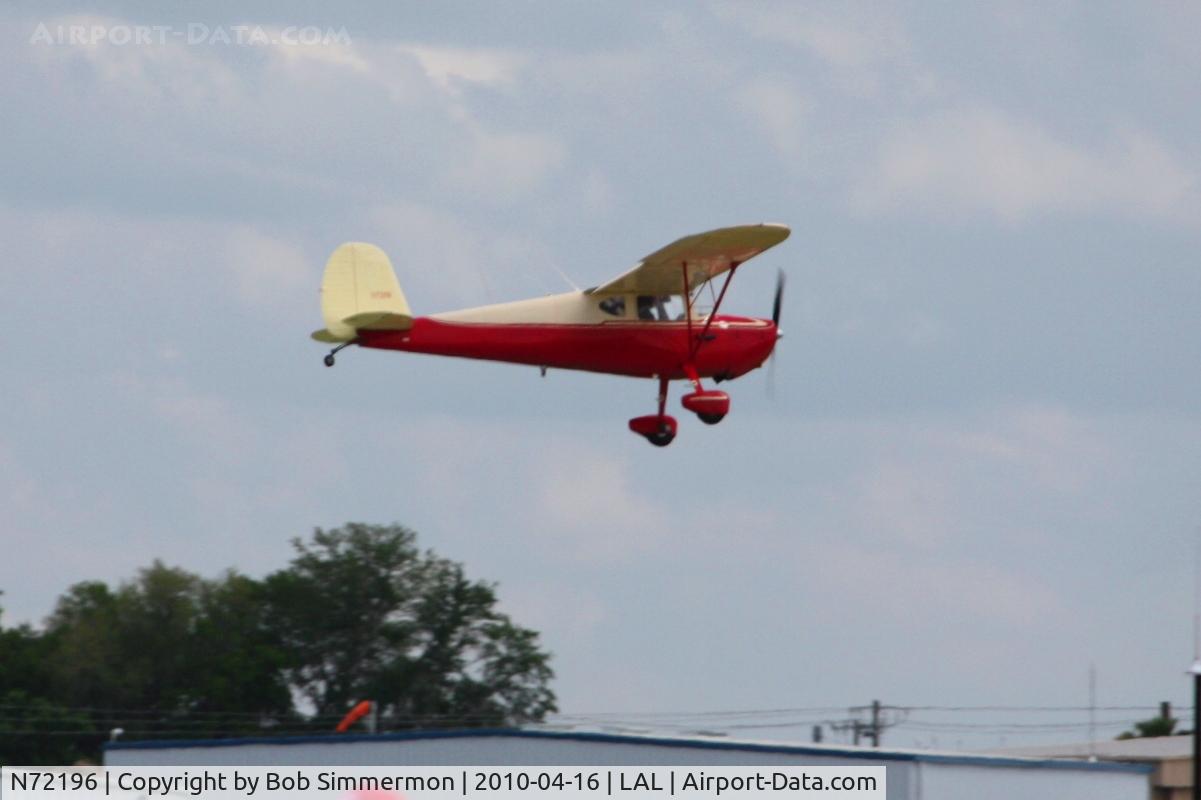 N72196, 1946 Cessna 140 C/N 9369, Arriving at Lakeland, Florida during Sun N Fun 2010.