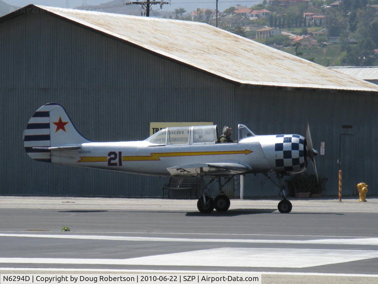 N6294D, 1983 Yakovlev Yak-52 C/N 833611, 1983 Yakovlev YAK 52, Vedeneev (Ivchenko) M-14P 360 Hp, holding short Rwy 22