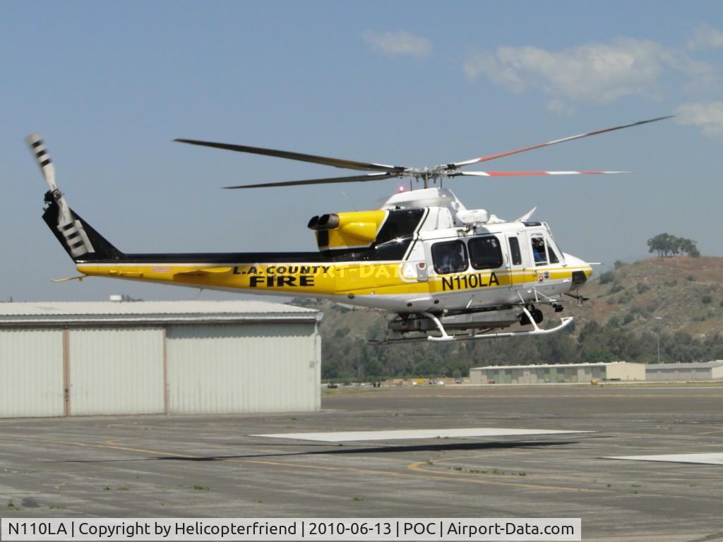 N110LA, 2005 Bell 412EP C/N 36392, Settling down on LACO Fire Helipad