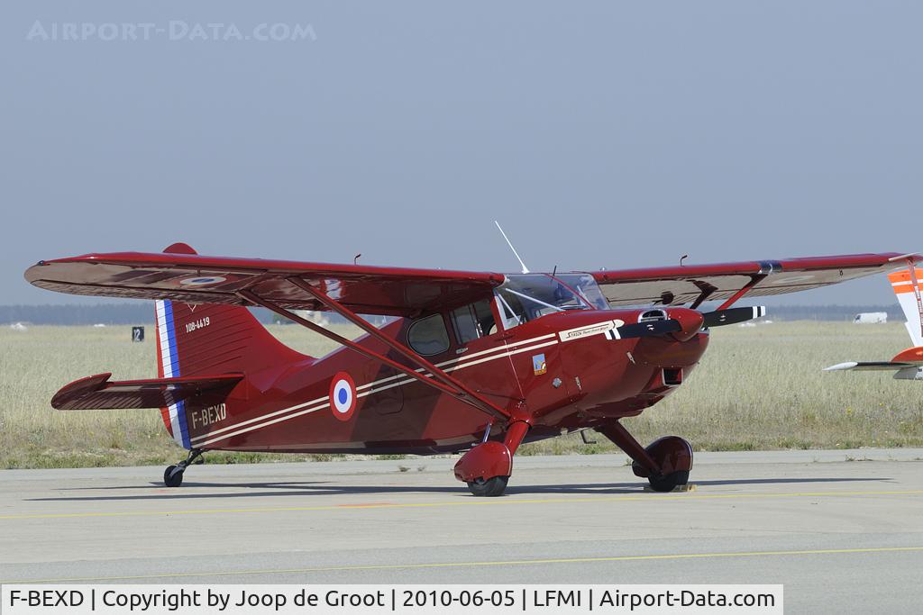 F-BEXD, 1948 Stinson 108-3 Voyager C/N 108-4419, This Stinson was used by the French AF Escadrille de Liaison Aérienne 52 in French Indochine (Vietnam) in 1952. It is now in the French civil registry as F-BEXD.
