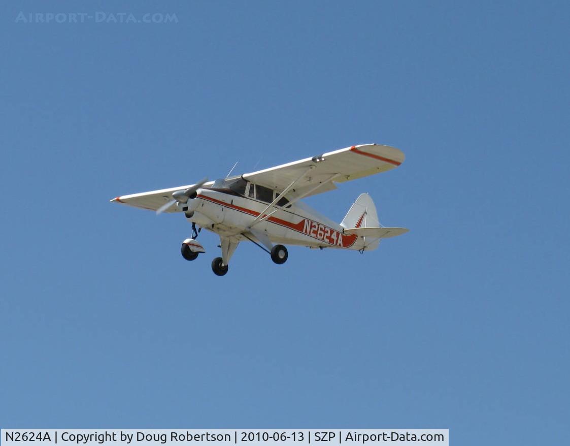 N2624A, 1953 Piper PA-22-135 Tri-Pacer C/N 22-1091, 1953 Piper PA-22-135 TRI-PACER, Lycoming O-320 upgrade, on final Rwy 22