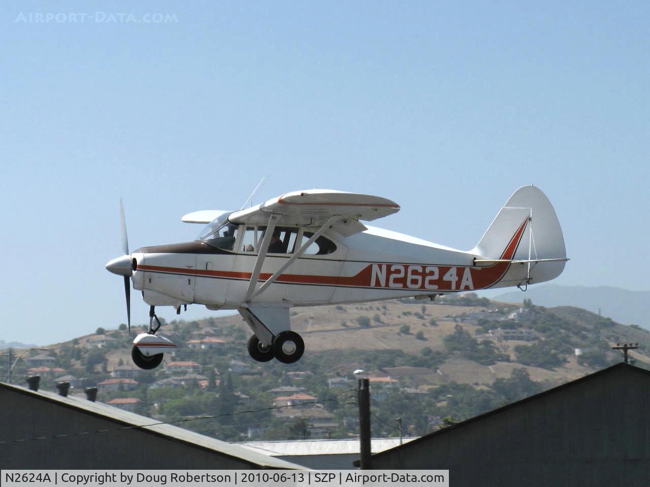 N2624A, 1953 Piper PA-22-135 Tri-Pacer C/N 22-1091, 1953 Piper PA-22-135 TRI-PACER, Lycoming O-320 upgrade, landing Rwy 22