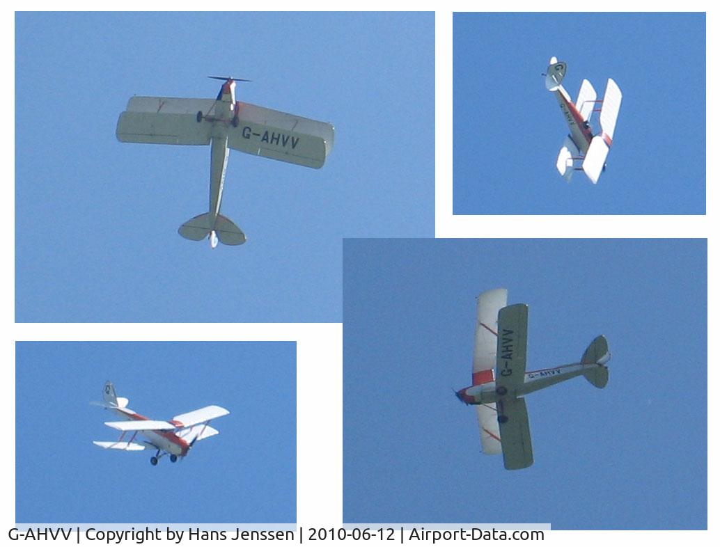 G-AHVV, 1943 De Havilland DH-82A Tiger Moth II C/N 86123, Performing aerobatics over Culmstock, Devon, UK, Saturday 12 June 2010.