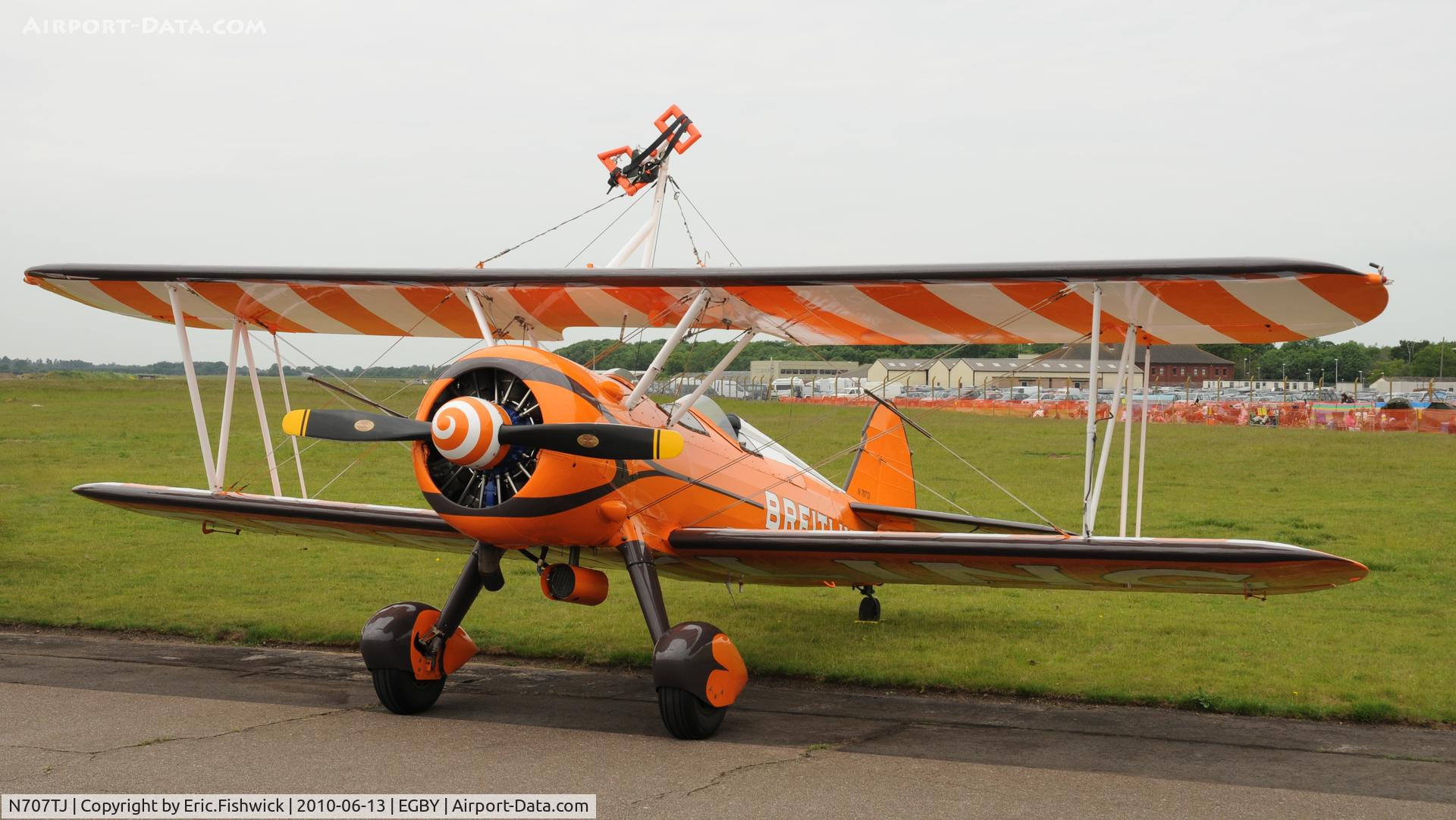N707TJ, 1943 Boeing A75N1(PT17) C/N 75-950, N707JT with new Breitling paint scheme at Bentwaters Park Airshow June 2010