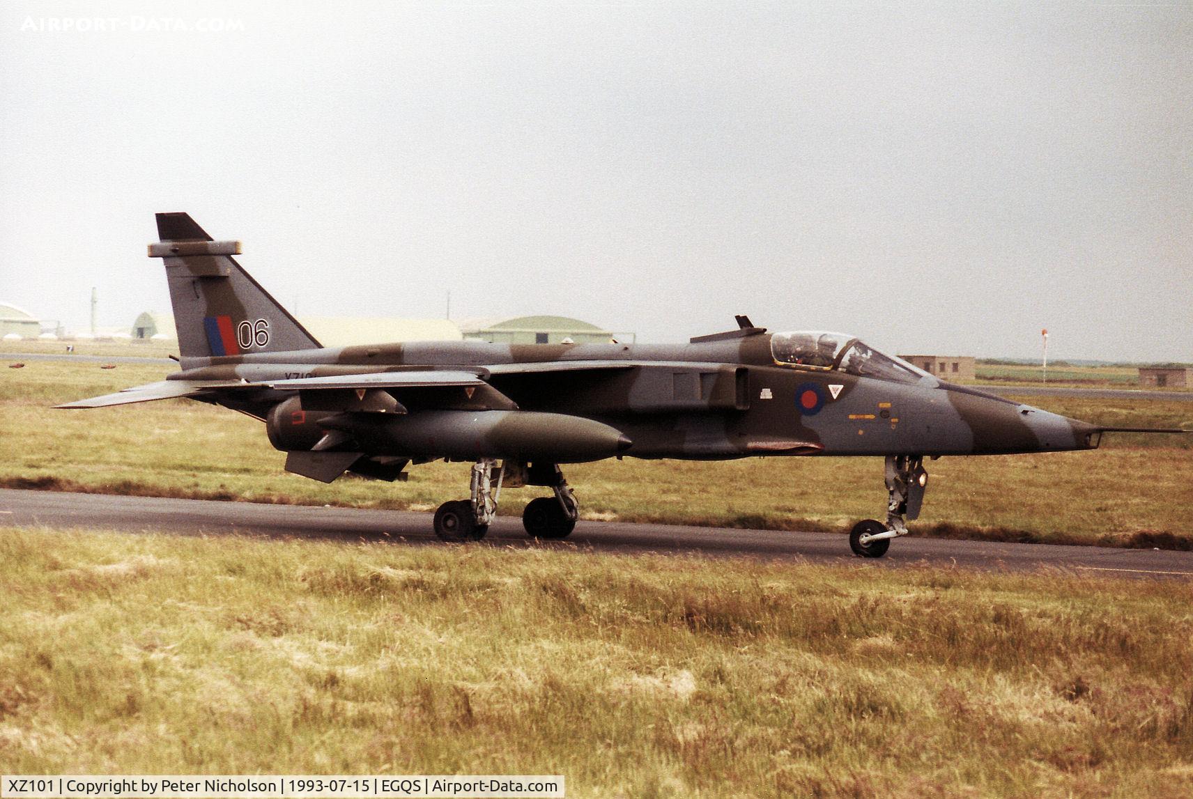 XZ101, 1976 Sepecat Jaguar GR.1A C/N S.102, Jaguar GR.1A of 16[Reserve] Squadron at RAF Lossiemouth in the Summer of 1993.