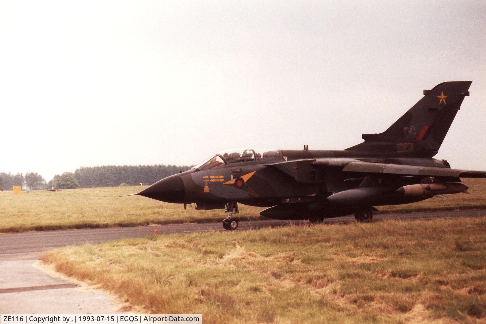 ZE116, 1986 Panavia Tornado GR.1A C/N 502/BS160/2502, Tornado GR.1, callsign Rafair 536B, of 31 Squadron seen at RAF Lossiemouth in the Summer of 1993.