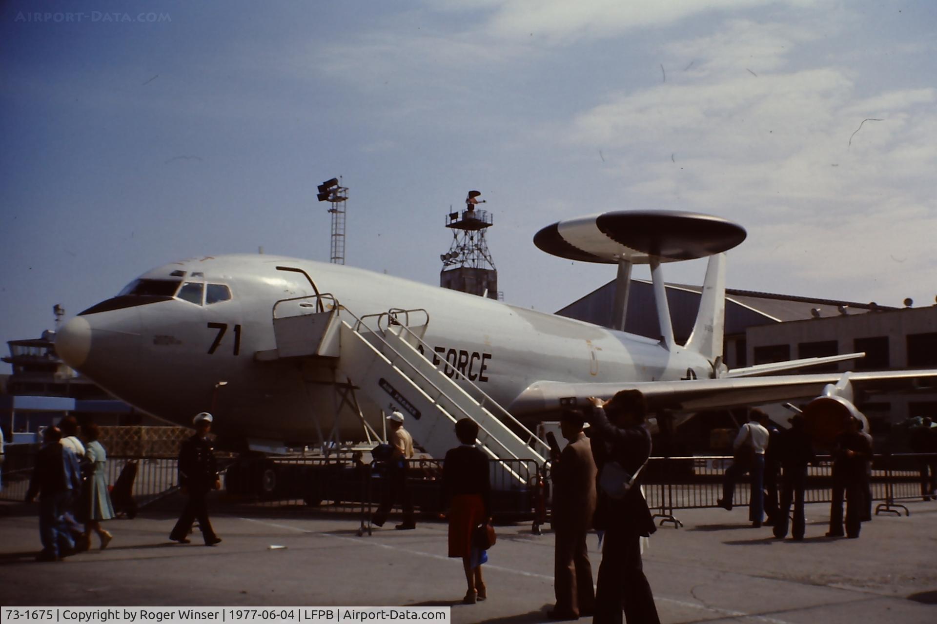 73-1675, 1973 Boeing E-3B Sentry C/N 21185/904, Sentry show # 71 at the Paris Air Show. Le Bourget 1977