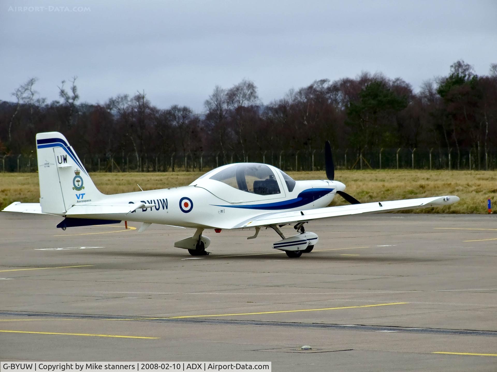 G-BYUW, 1999 Grob G-115E Tutor T1 C/N 82107/E, 12AEF Tutor on the flightline at Leuchars