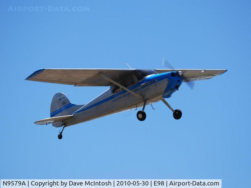 N9579A, 1949 Cessna 170A C/N 19140, My friend who lives at E98 took this a few weeks ago as I departed in my new old Cessna 170A.