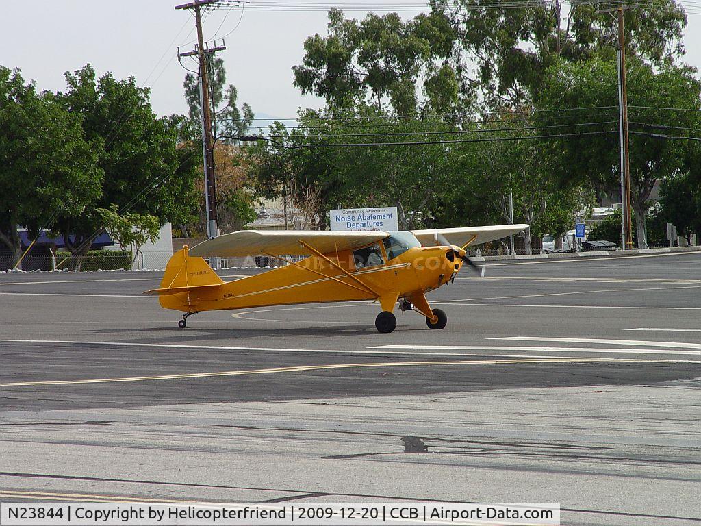 N23844, 1939 Taylorcraft BL-65 (L-2F) C/N 1480, Taking off westbound
