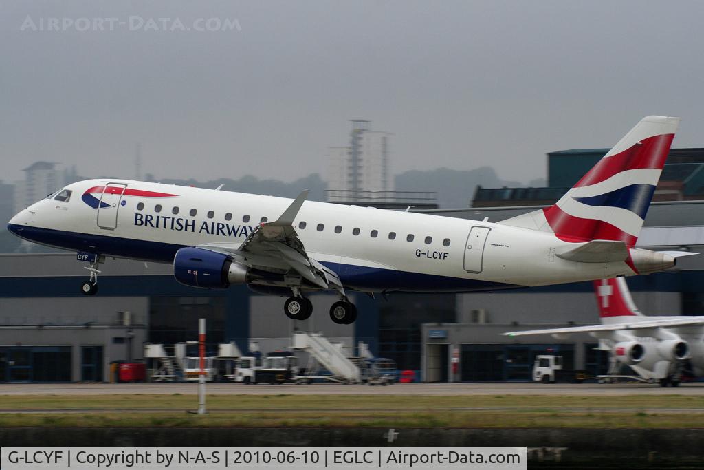 G-LCYF, 2009 Embraer 170STD (ERJ-170-100STD) C/N 17000298, About to touchdown