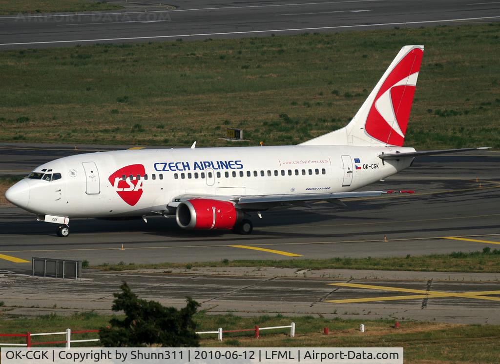 OK-CGK, 1997 Boeing 737-55S C/N 28471, Taxiing holding point rwy 31R for departure...