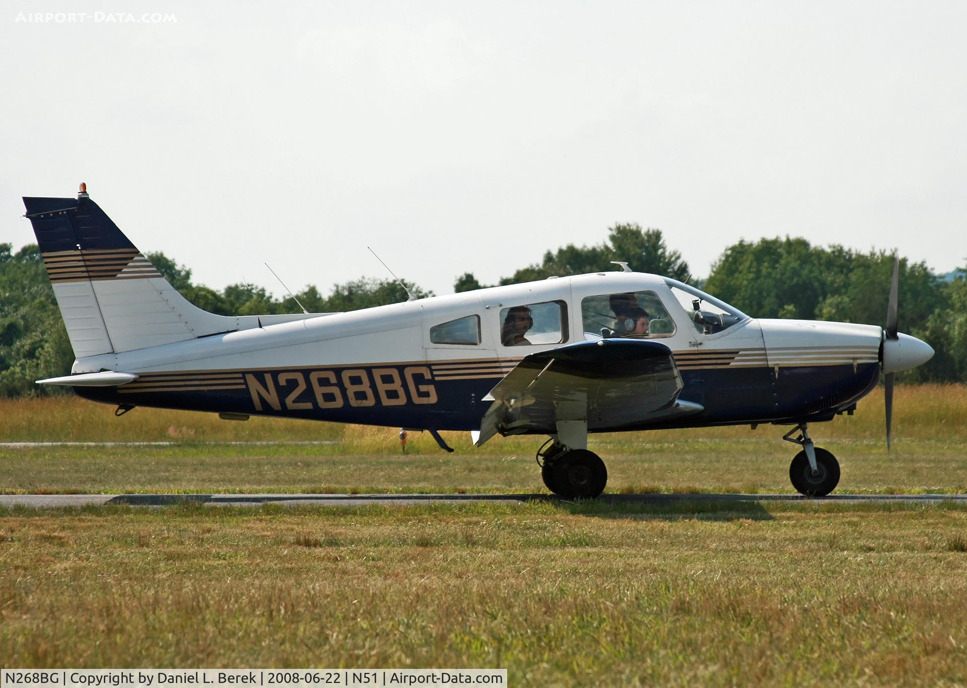 N268BG, 1976 Piper PA-28-181 C/N 28-7690268, Nice-looking Piper departing an airshow at Solberg Airport.